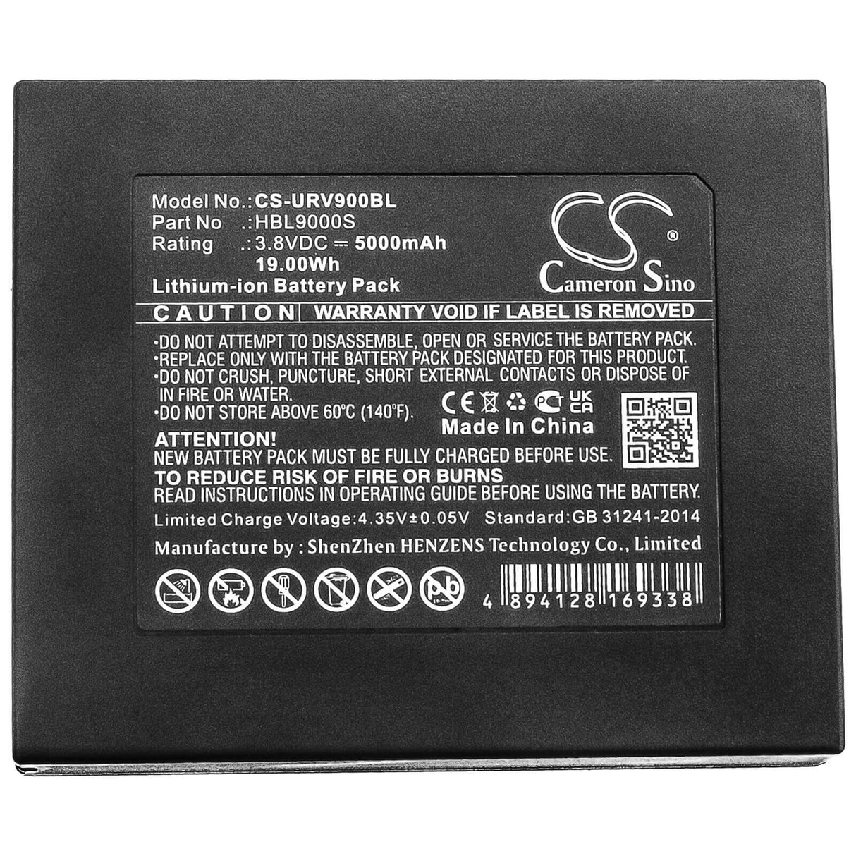 Battery For Urovo, I9000s 3.8v, 5000mah - 19.00wh Barcode Scanner Cameron Sino Technology Limited   