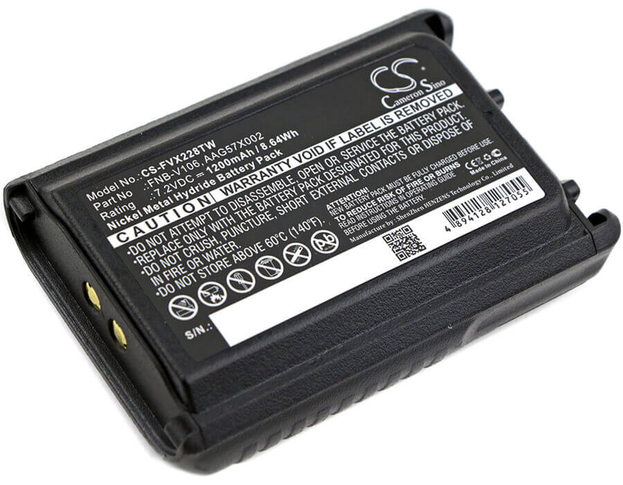 Battery For Vertex, Vx-228, Vx-230 7.2v, 1200mah - 8.64wh Two-Way Radio Cameron Sino Technology Limited   