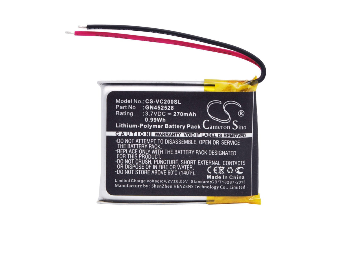 Battery For Voice Caddie Vc200, Vc200 Voice, 3.7v, 270mah - 1.00wh GPS, Navigator Cameron Sino Technology Limited   