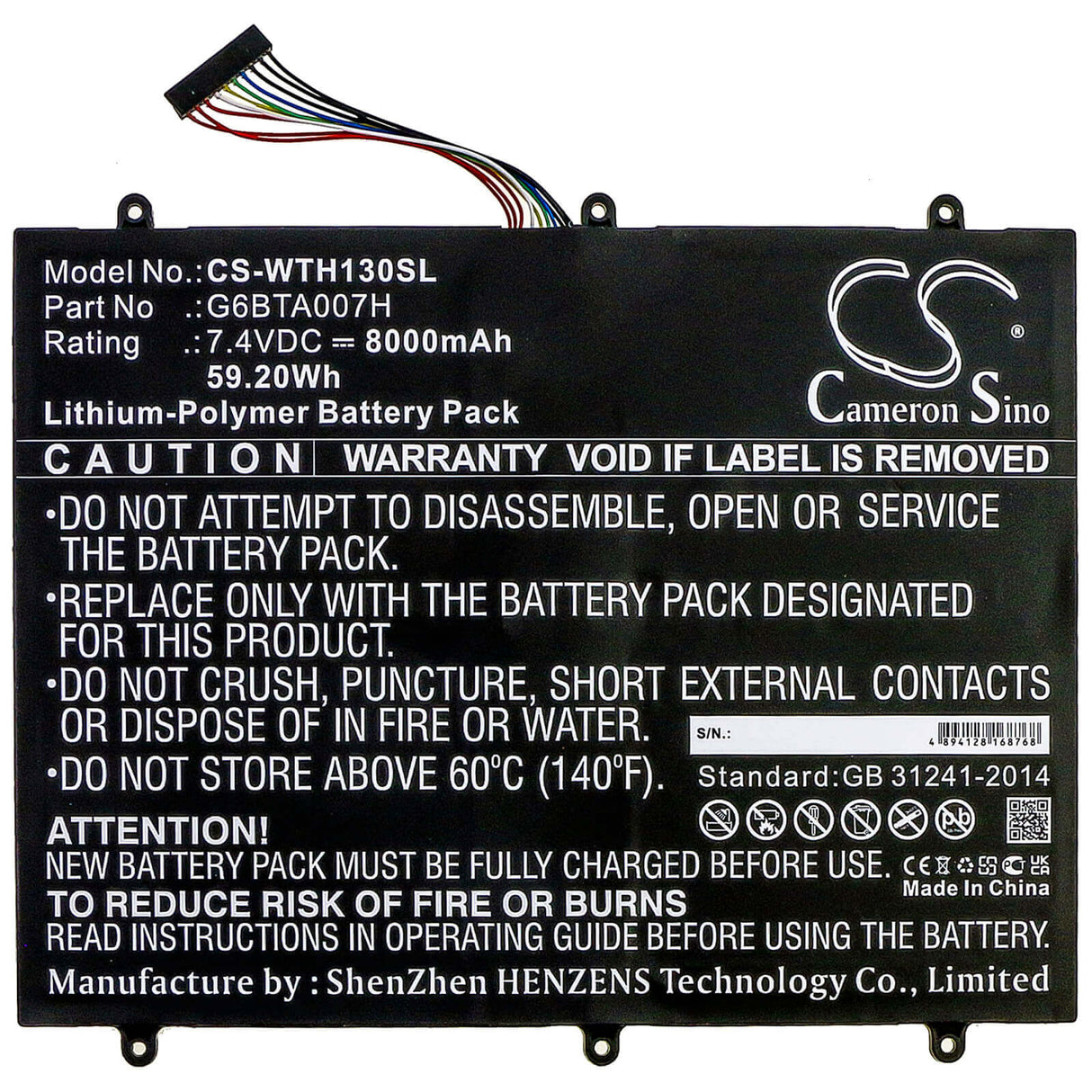 Battery For Wacom, Cintiq Companion 2, Dth-w1300 7.4v, 8000mah - 59.20wh Tablet Cameron Sino Technology Limited   