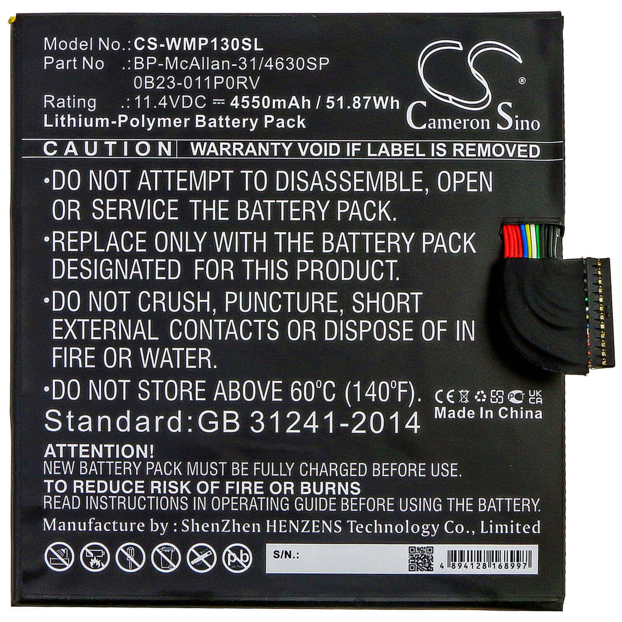 Battery For Wacom, Mobilestudio Pro 12, Mobilestudio Pro 13 11.4v, 4550mah - 51.87wh Tablet Cameron Sino Technology Limited (Suspended)   