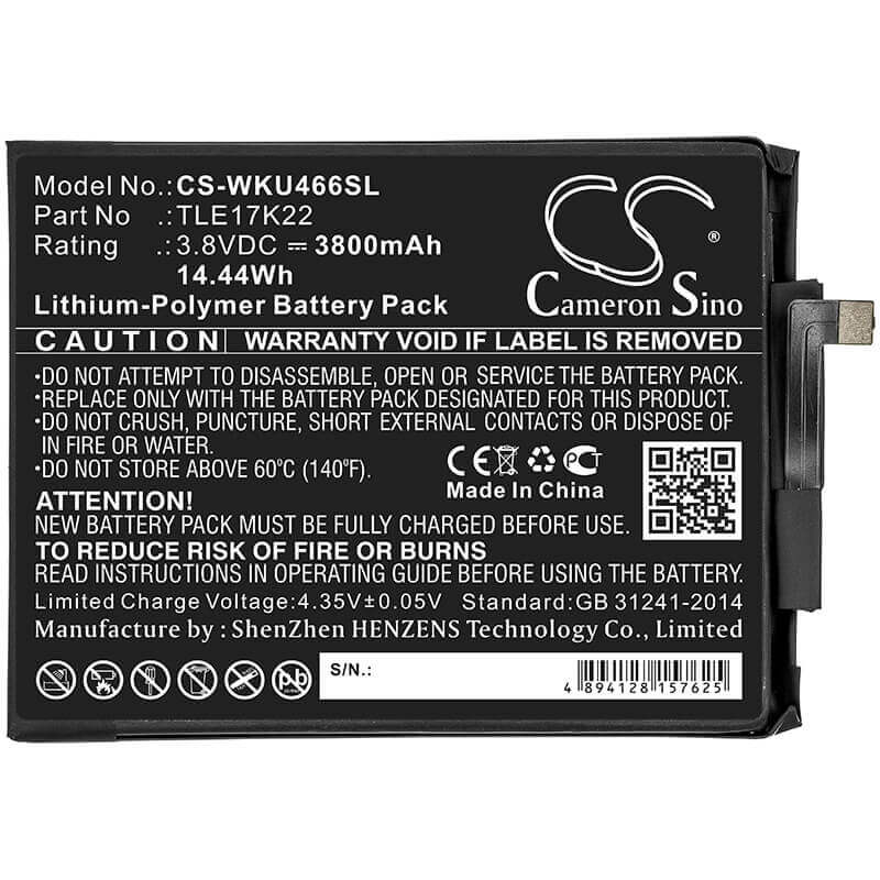 Battery For Wiko, P4661an, U Feel Go 3.8v, 3800mah - 14.44wh Mobile, SmartPhone Cameron Sino Technology Limited   