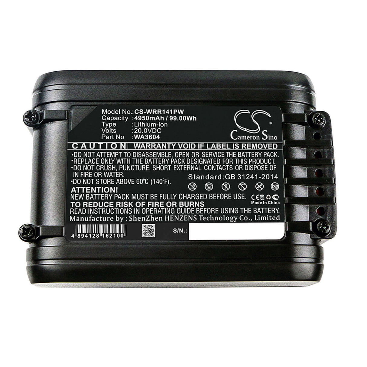 Battery For Worx, Wr141, Wr141e 20v, 4950mah - 99.00wh Lawn Mowers Cameron Sino Technology Limited   