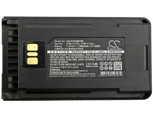 Two-Way Radio Battery For Yaesu, Evx-530, Evx-531 7.4v, 1500mah - 11.10wh Two-Way Radio Cameron Sino Technology Limited   