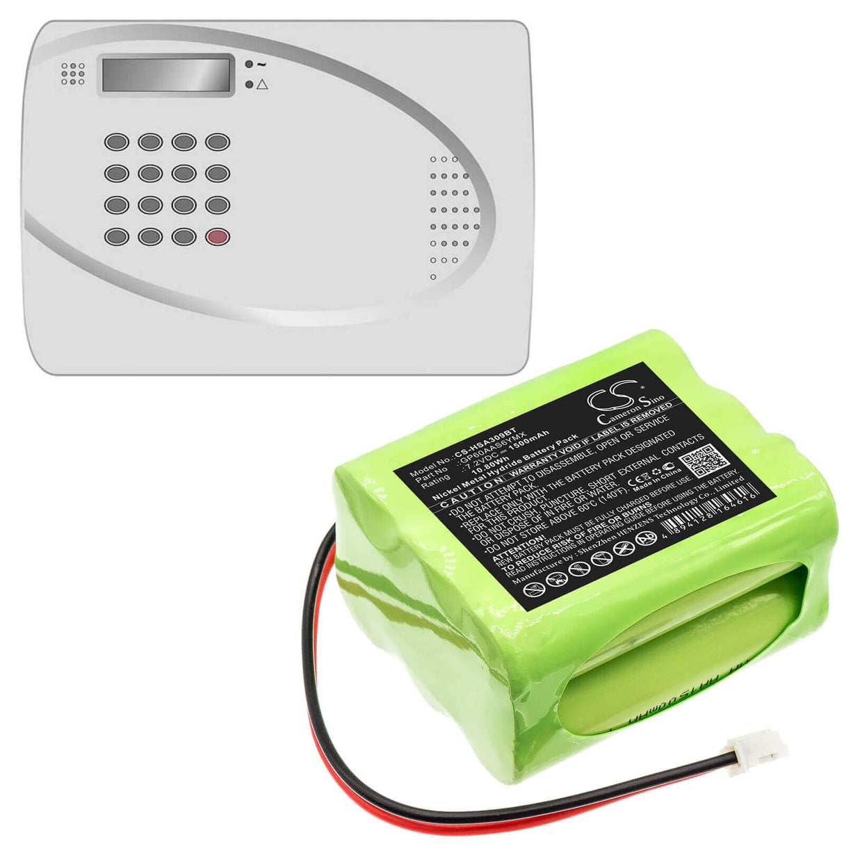 Ni-MH, Alarm Battery For Yale, Hsa3095 Home Monitoring Alarm Control Panel 7.2v, 1500mah - 10.80wh Alarm System Cameron Sino Technology Limited   