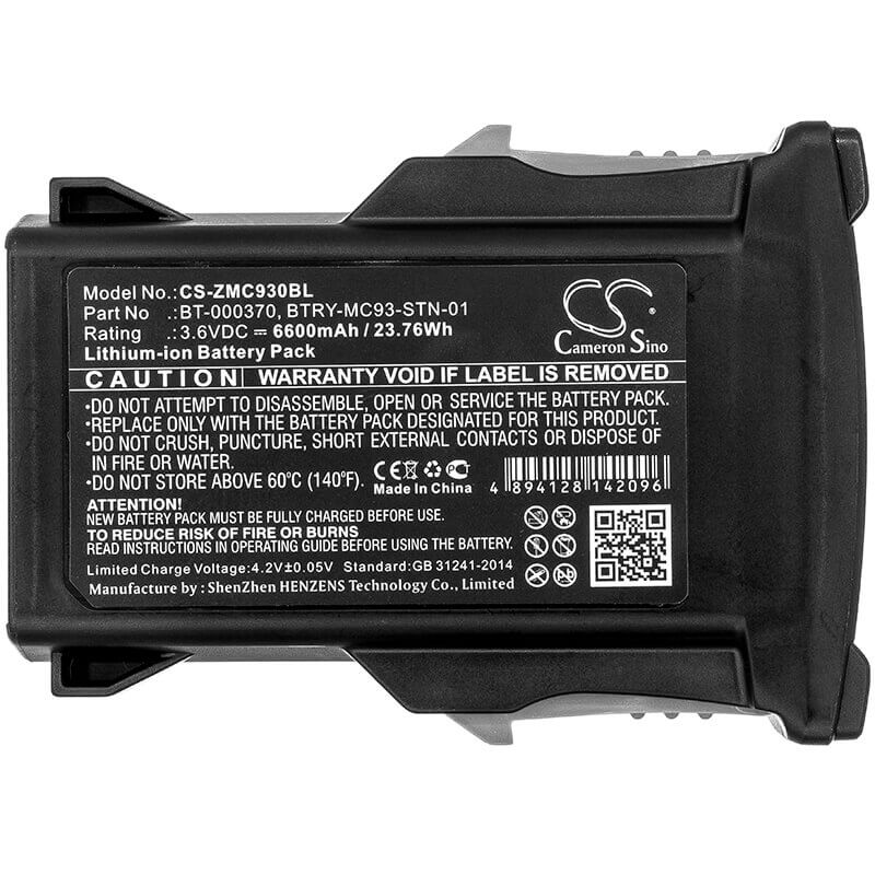 Battery For Zebra, Mc93, Mc9300 3.6v, 6600mah - 23.76wh Barcode Scanner Cameron Sino Technology Limited   