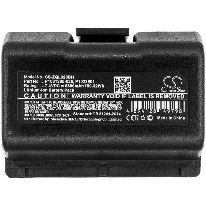 Battery For Zebra, Qln220, Qln220hc, Qln320 7.4v, 6800mah - 50.32wh Batteries for Electronics Cameron Sino Technology Limited   