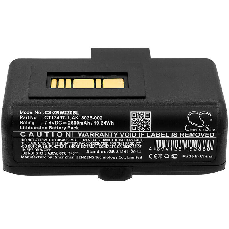 Battery For Zebra, Rw220, Rw320 7.4v, 2600mah - 19.24wh Portable Printer Cameron Sino Technology Limited   