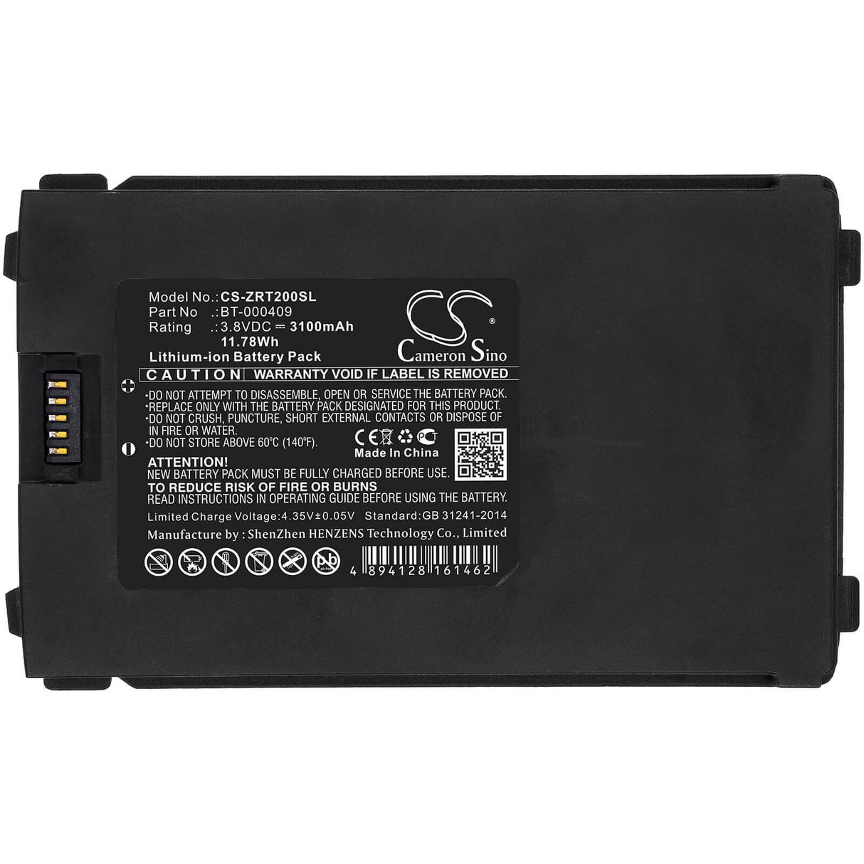 Battery For Zebra, Tc2x 3.8v, 3100mah - 11.78wh Barcode Scanner Cameron Sino Technology Limited   