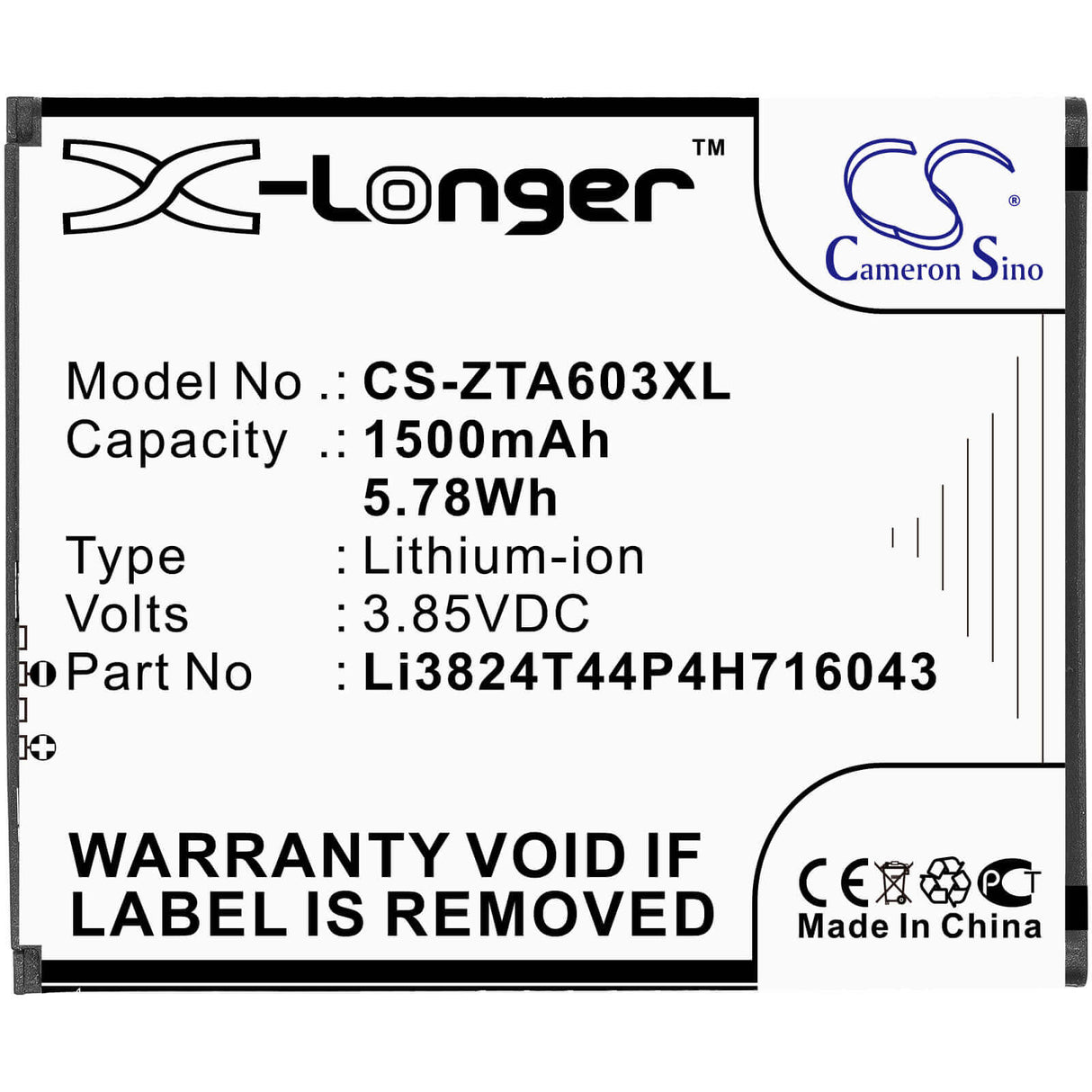 Battery For Zte, Ba520, Ba603, Blade A520, Blade A520c 3.85v, 2400mah - 9.24wh Mobile, SmartPhone Cameron Sino Technology Limited   