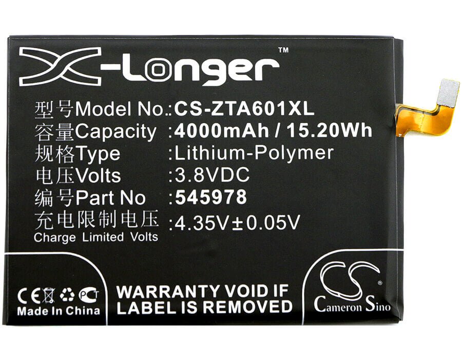 Battery For Zte, Ba601, Blade A601 3.8v, 4000mah - 15.20wh Mobile, SmartPhone Cameron Sino Technology Limited   