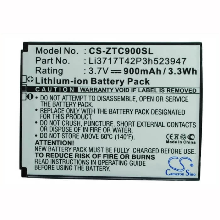 Battery For Zte C90 3.7v, 900mah - 3.33wh Mobile, SmartPhone Cameron Sino Technology Limited   