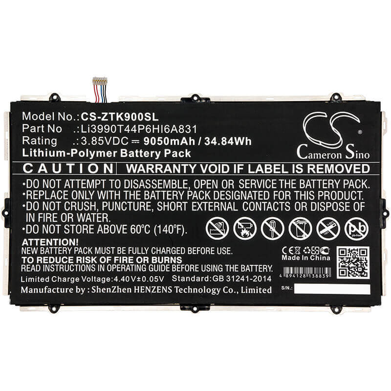 Battery For Zte, K90u, Zpad 10.1' 3.85v, 9050mah - 34.84wh Tablet Cameron Sino Technology Limited   