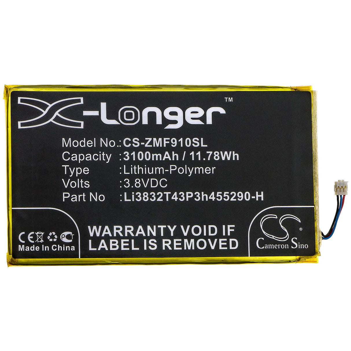 Battery For Zte, Mf900 3.8v, 3100mah - 11.78wh Hotspot Cameron Sino Technology Limited   