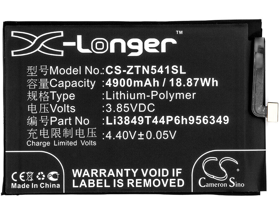 Battery For Zte, N1, Nx541j 3.85v, 4900mah - 18.87wh Mobile, SmartPhone Cameron Sino Technology Limited   