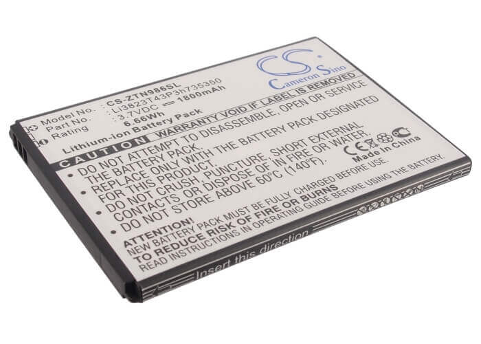 Battery For Zte N986, V975, U988s 3.7v, 1800mah - 6.66wh Hotspot Cameron Sino Technology Limited   