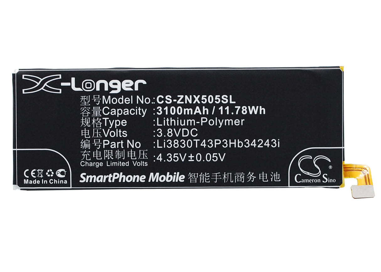 Battery For Zte Nubia Z7 Max, Nubia Z7 Max Dual Sim, Nx505j 3.8v, 3100mah - 11.78wh Mobile, SmartPhone Cameron Sino Technology Limited   