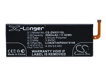 3.8V, Li-Polymer, 2900mAh, SmartPhone battery fits Zte, Li3829t44p6ha74140, Nubia Z9, Nubia Z9 Max, 11.02Wh