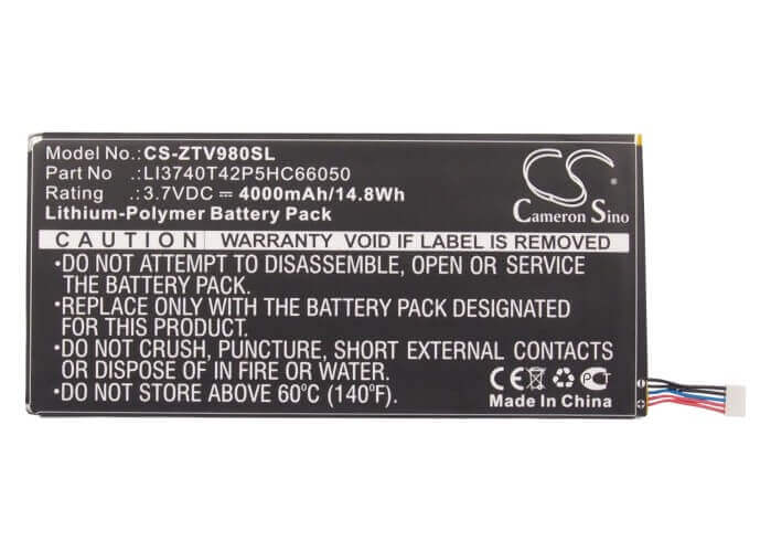 Battery For Zte T98, V9s, P98t 3.7v, 4000mah - 14.80wh Tablet Cameron Sino Technology Limited   