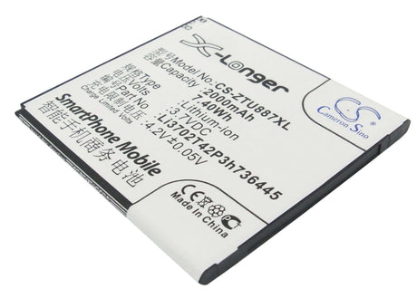 Battery For Zte U887 3.7v, 2000mah - 7.40wh Mobile, SmartPhone Cameron Sino Technology Limited   