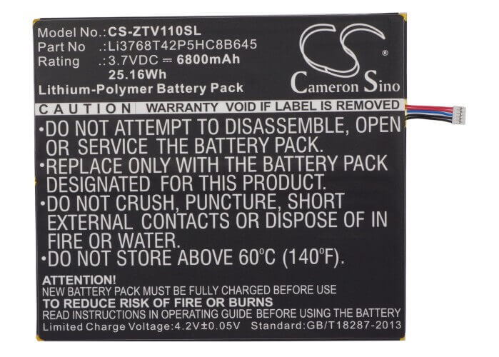 Battery For Zte V11a, V11, V7e 3.7v, 6800mah - 25.16wh Tablet Cameron Sino Technology Limited   