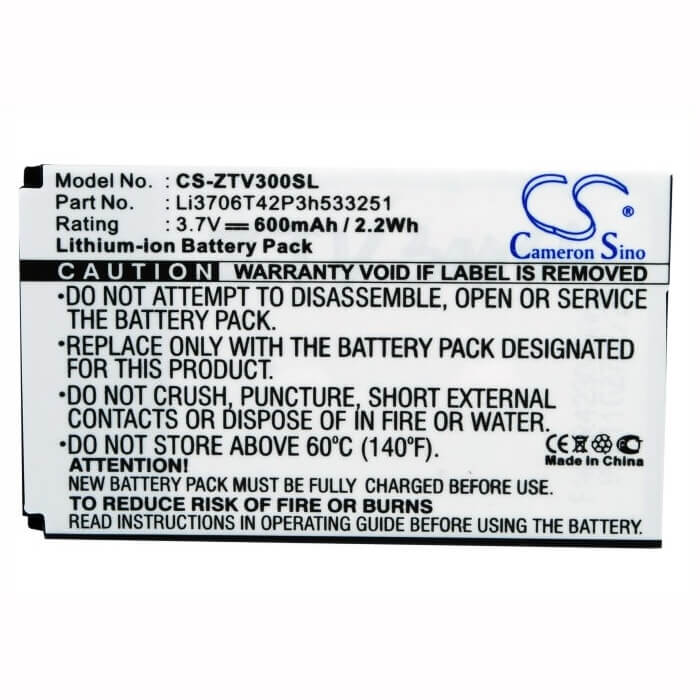 Battery For Zte V190, V260, V270 3.7v, 600mah - 2.22wh Mobile, SmartPhone Cameron Sino Technology Limited   