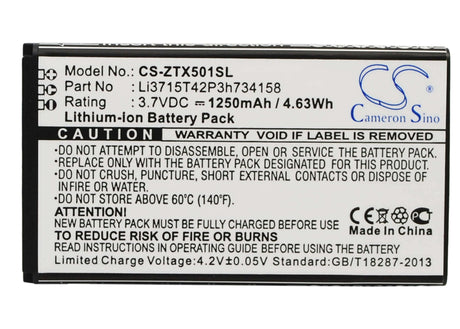 Battery For Zte X500m, Score M 3.7v, 1250mah - 4.63wh Mobile, SmartPhone Cameron Sino Technology Limited   