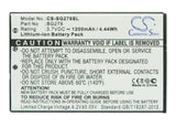 Battery For Zycast Sg-278 3.7v, 1200mah - 4.44wh GPS, Navigator Cameron Sino Technology Limited   