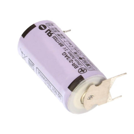 Battery Model Panasonic Br-2/3ag 3v, 1450 Mah - 0.15wh Sealed Lead Acid CB Range With Two Pins on Positive One Pin on Negative  