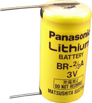 Battery Model Panasonic Br2/3a, 118-4184, 2587678-8008, 6135-01-159-9705 3v, 1200 Mah - 3.6wh Sealed Lead Acid Panasonic With long PC Pins like axial  