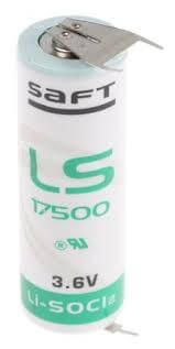 Battery Model Saft Ls 17500, 6135-01-524-7621, Ls17500, Ls17500-ba 3.6v, 3600 Mah - 12.96wh Battery By Use Saft Lithium Batteries With PC Pins - 2 Pin on Negative Terminal - 1 Pin on Postive Terminal  
