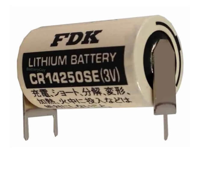 Battery Model Sanyo / Fdk Cr14250se, 1755-bat, Cr1/2aa, Cr14250, Cr14250set 3v, 850 Mah - 2.55wh Sealed Lead Acid CB Range With PC Pins - 2 Pin on Negative Terminal - 1 Pin on Postive Terminal  