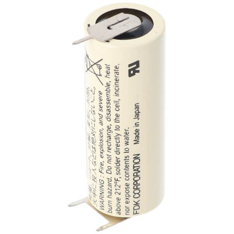 Battery Model Sanyo / Fdk Sanyo Cr17450se-r Plc Battery, Cr17450se, Cr17450er 3v, 2400 Mah - 7.2wh Sealed Lead Acid CB Range With PC Pins - 2 Pin on Negative Terminal - 1 Pin on Postive Terminal  