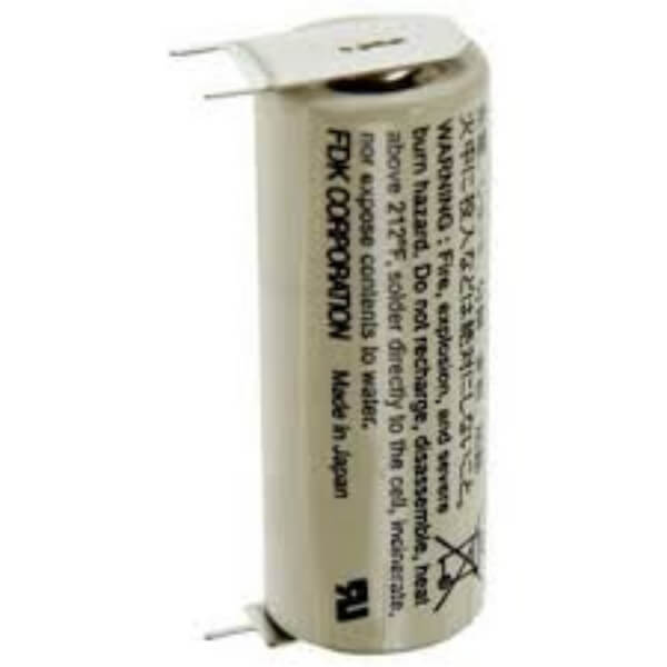 Battery Model Sanyo / Fdk Sanyo Cr17450se-r Plc Battery, Cr17450se, Cr17450er 3v, 2400 Mah - 7.2wh Sealed Lead Acid CB Range With PC Pins - 2 Pin on Positive Terminal - 1 Pin on Negative Terminal  