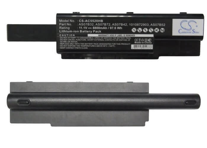 Black Battery For Acer Aspire 7520, Aspire 6920-6621, Aspire 5920g-302g25hi 11.1v, 8800mah - 97.68wh Notebook, Laptop Cameron Sino Technology Limited   