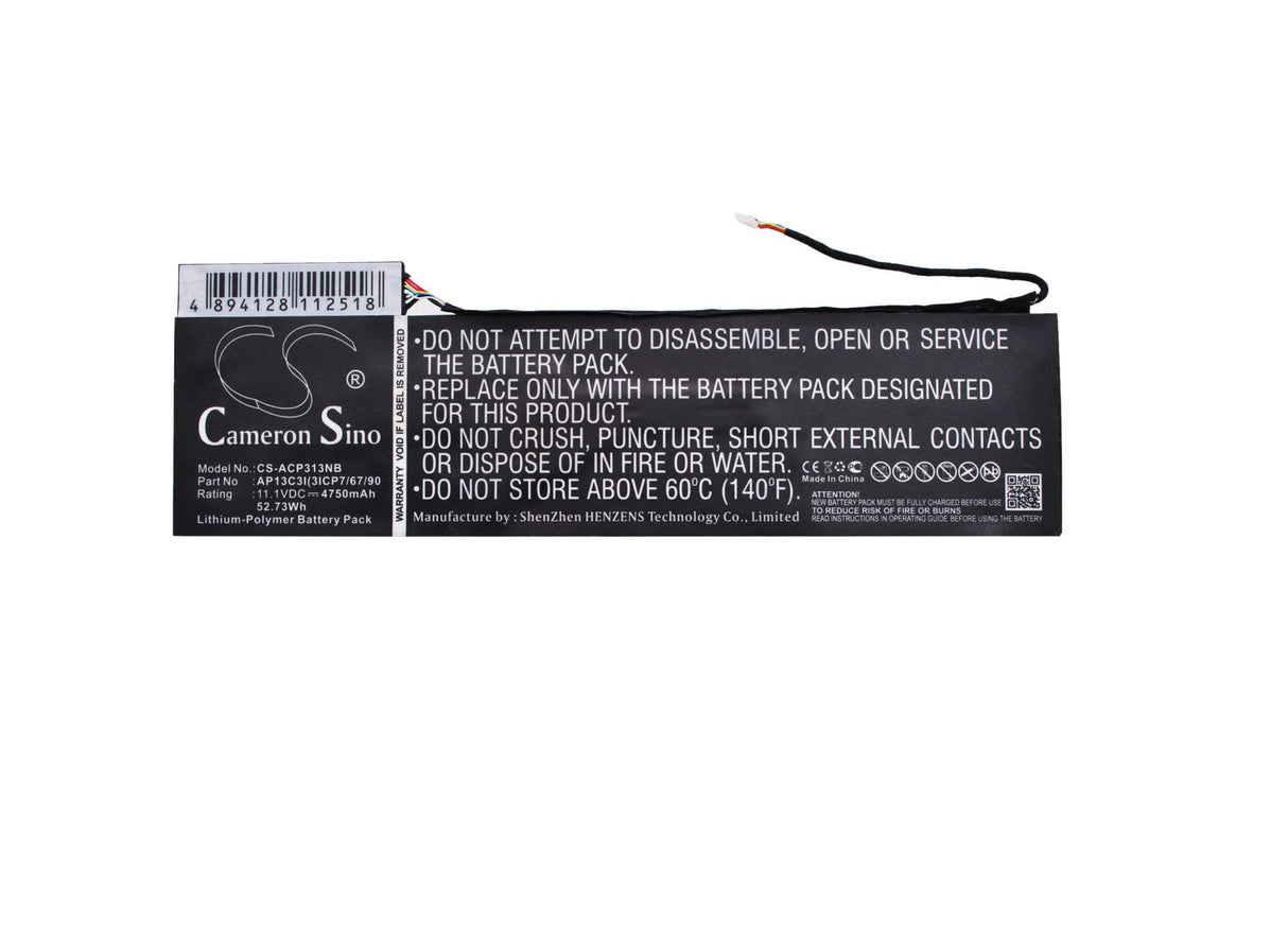 Black Battery For Acer Aspire P3-131, Aspire P3-131-4602, Aspire P3-131-4833 11.1v, 4750mah - 52.73wh Notebook, Laptop Cameron Sino Technology Limited   