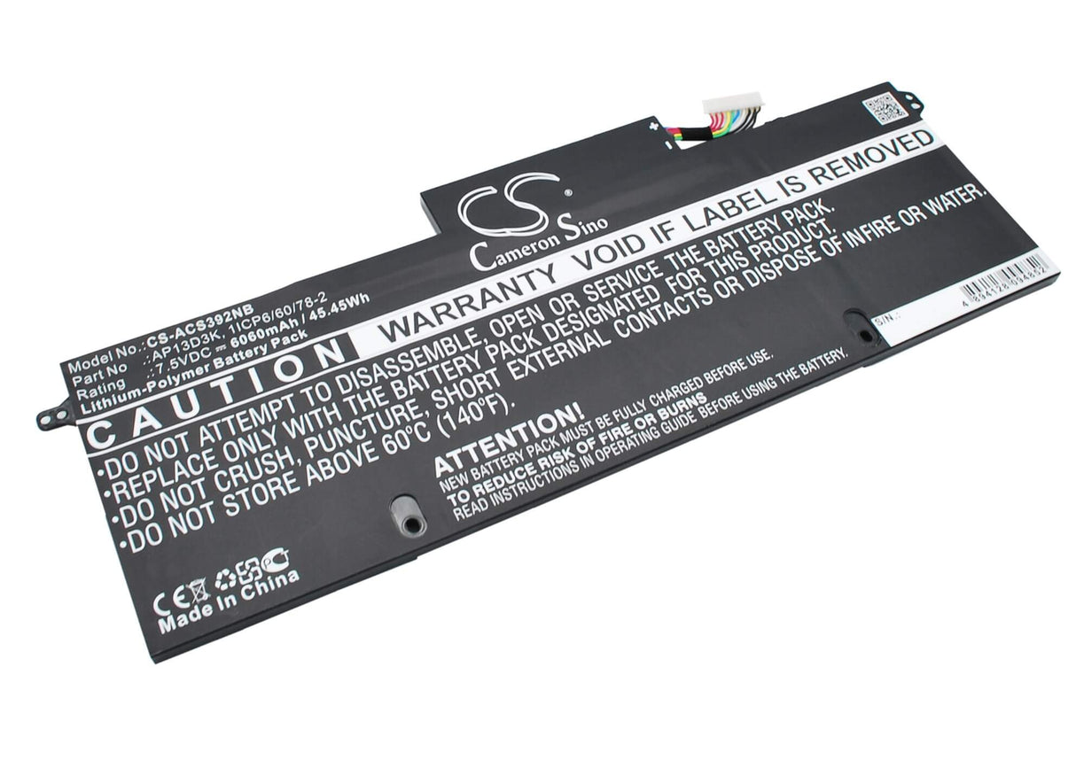 Black Battery For Acer Aspire S3-392g 7.5v, 6060mah - 45.45wh Notebook, Laptop Cameron Sino Technology Limited   