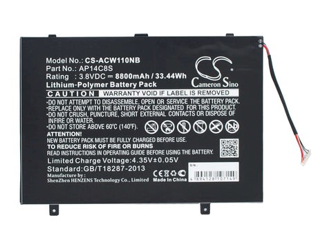Black Battery For Acer Aspire Switch 11, Aspire Switch 11 Pro, Sw5-111 3.8v, 8800mah - 33.44wh Batteries for Electronics Suspended Product   