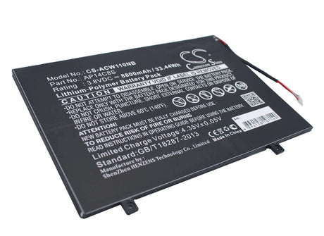 Black Battery For Acer Aspire Switch 11, Aspire Switch 11 Pro, Sw5-111 3.8v, 8800mah - 33.44wh Batteries for Electronics Suspended Product   