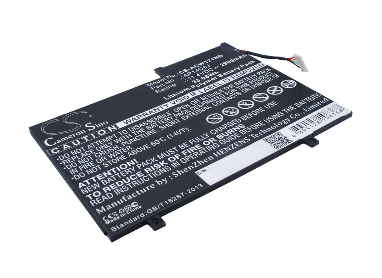 Black Battery For Acer Aspire Switch 11 Sw5-171, Aspire Switch 11 Sw5-171p 11.4v, 2900mah - 33.06wh Batteries for Electronics Cameron Sino Technology Limited (Suspended)   
