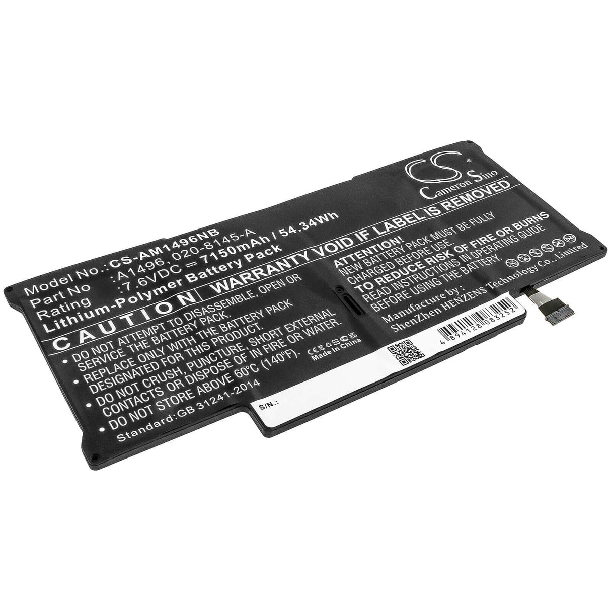 Black Battery For Apple Macbook Air 13" A1466 2013, Macbook Air Core I5 1.3 13" Mid-2013, Macbook Air Core I7 1.7 13" Mid-2013 7 Notebook, Laptop Cameron Sino Technology Limited   