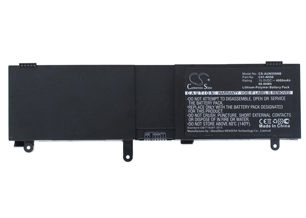 Black Battery For Asus N550, N550j, N550x47jv 15.0v, 4000mah - 60.00wh Notebook, Laptop Cameron Sino Technology Limited   