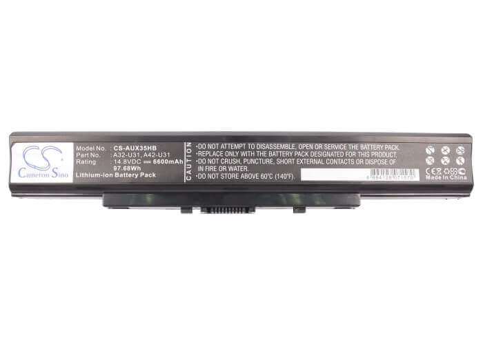 Black Battery For Asus U31, U31e, U31f 14.8v, 6600mah - 97.68wh Batteries for Electronics Cameron Sino Technology Limited (Suspended)   