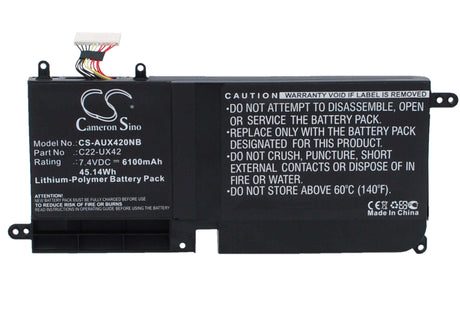 Black Battery For Asus Zenbook Ux42, Ux42e3517vs, Ux42e3317vs-sl 7.4v, 6100mah - 45.14wh Notebook, Laptop Cameron Sino Technology Limited (Suspended)   