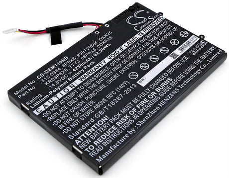 Black Battery For Dell Alienware M11x, Alienware M11xr2, Alienware M11xr3 14.8v, 4250mah - 62.90wh Notebook, Laptop Cameron Sino Technology Limited   