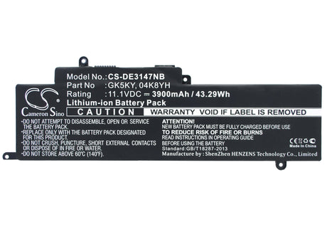 Black Battery For Dell Inspiron 11 3147, Inspiron 13 7347, Inspiron 11 3147 3000 11.6" 11.1v, 3900mah - 43.29wh Batteries for Electronics Cameron Sino Technology Limited   