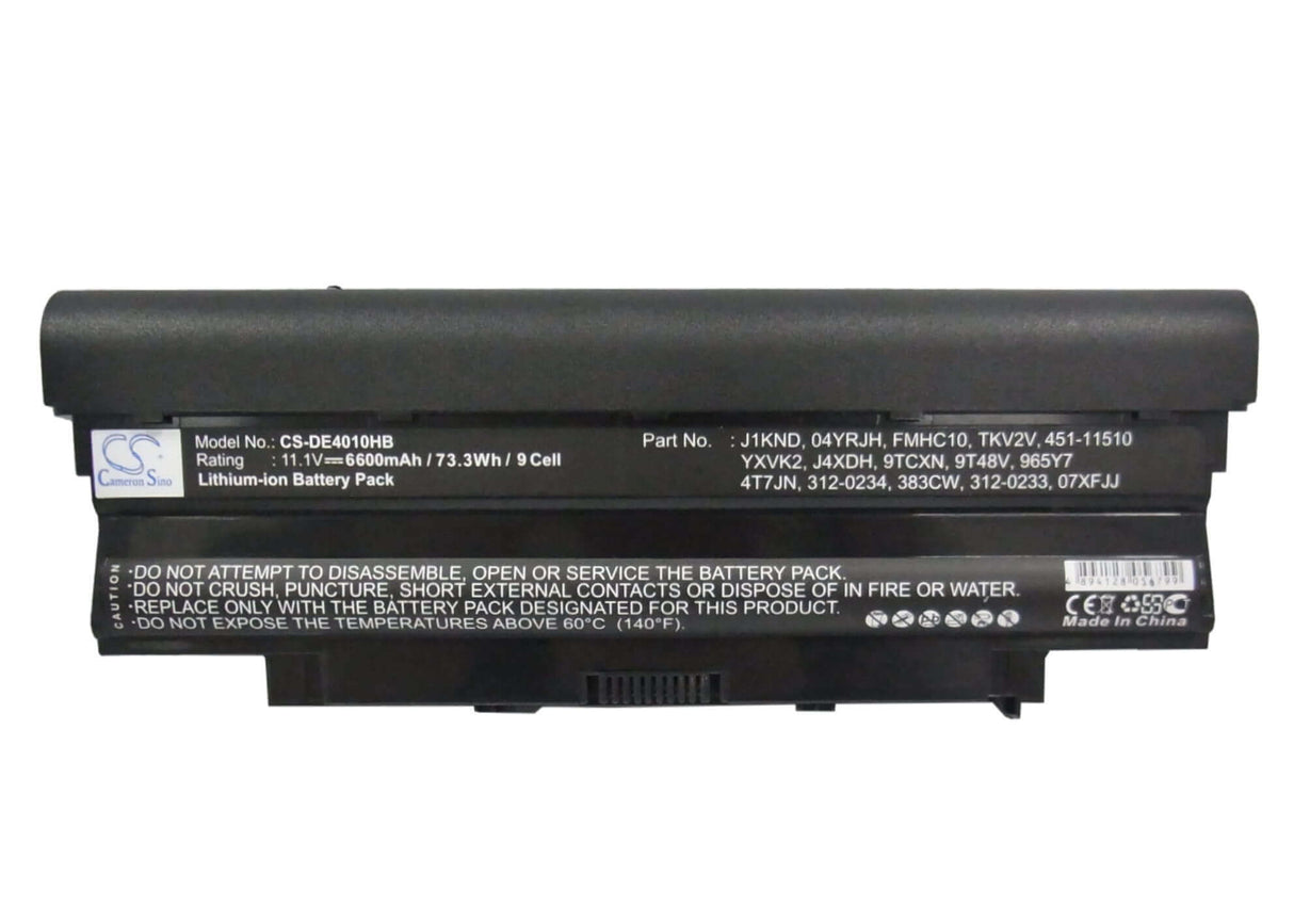 Black Battery For Dell Inspiron 13r, Inspiron 13r N3010, Inspiron 13r N3010d 11.1v, 6600mah - 73.26wh Batteries for Electronics Cameron Sino Technology Limited   