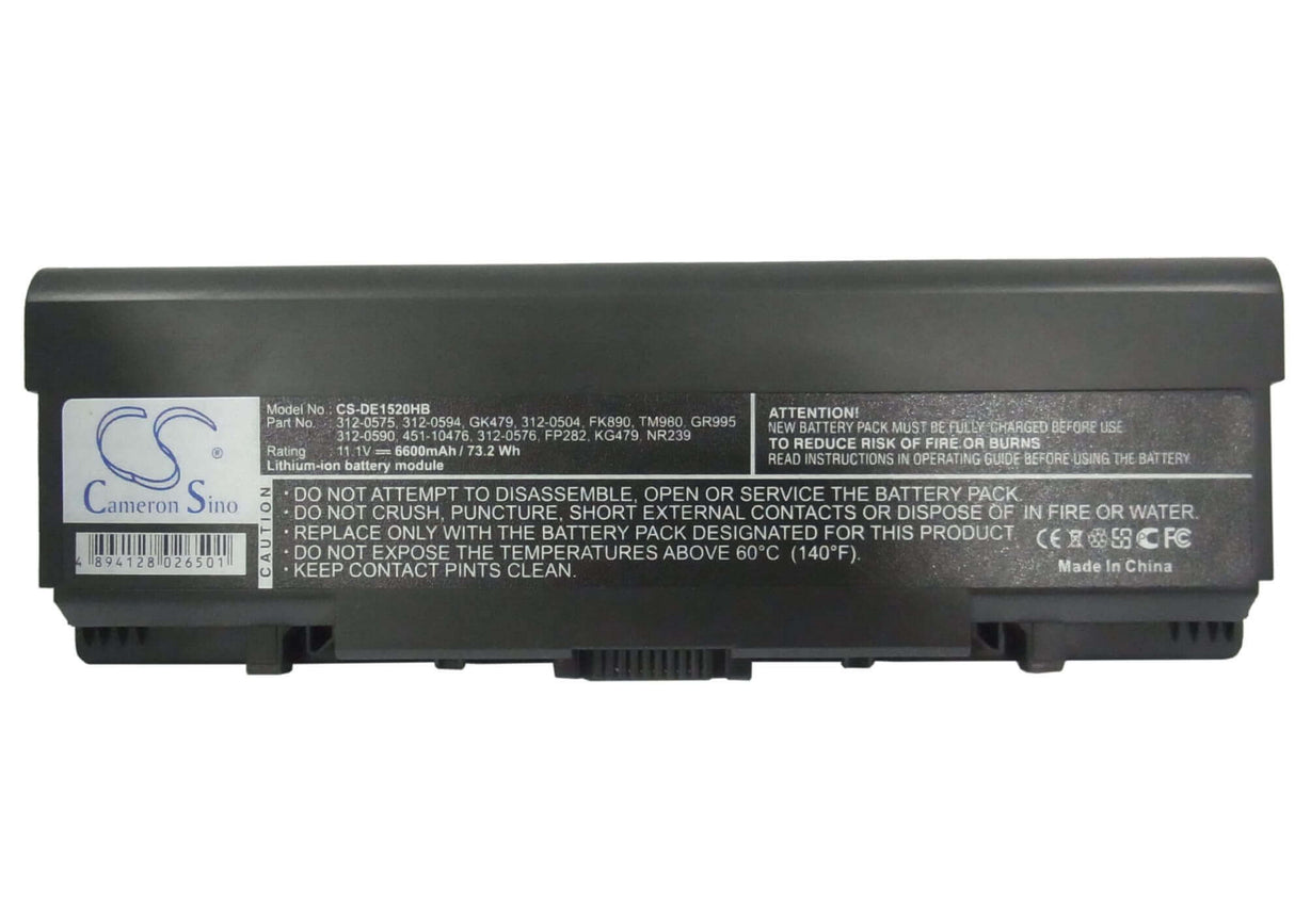 Black Battery For Dell Inspiron 1521, Inspiron 1721, Inspiron 1520 11.1v, 6600mah - 73.26wh Batteries for Electronics Cameron Sino Technology Limited   