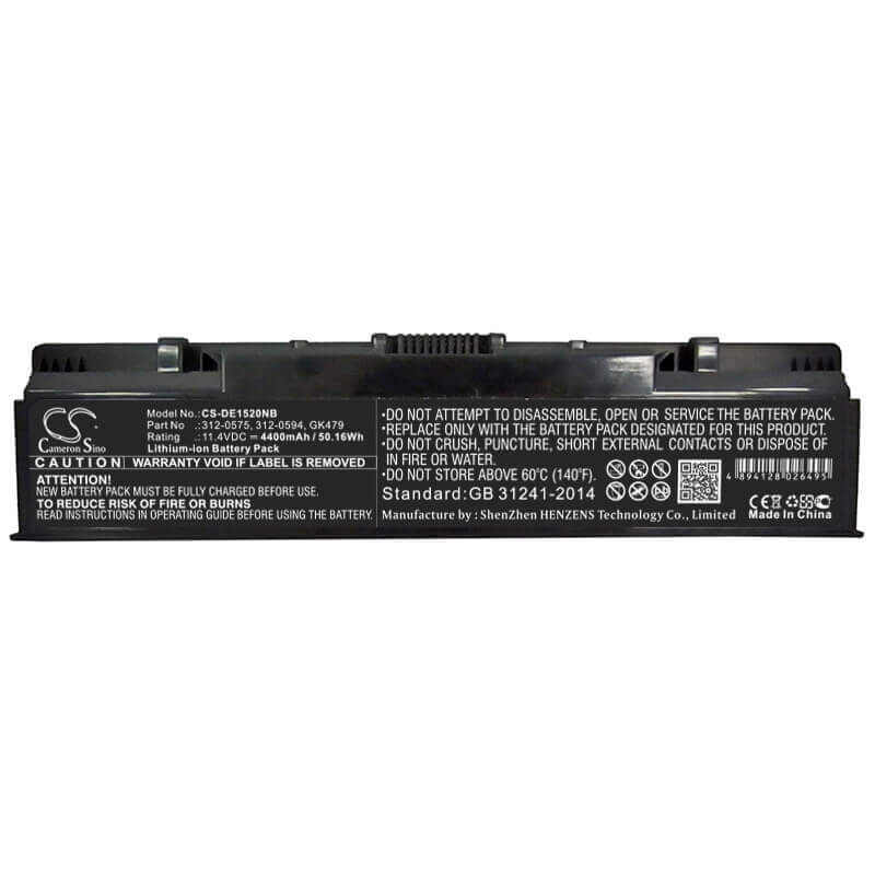 Black Battery For Dell Inspiron 1521, Inspiron 1721, Inspiron 1520 11.4v, 4400mah - 50.16wh Batteries for Electronics Cameron Sino Technology Limited   