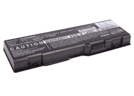 Black Battery For Dell Inspiron 6000, Inspiron 9200, Inspiron 9300 11.1v, 6600mah - 73.26wh Batteries for Electronics Cameron Sino Technology Limited   